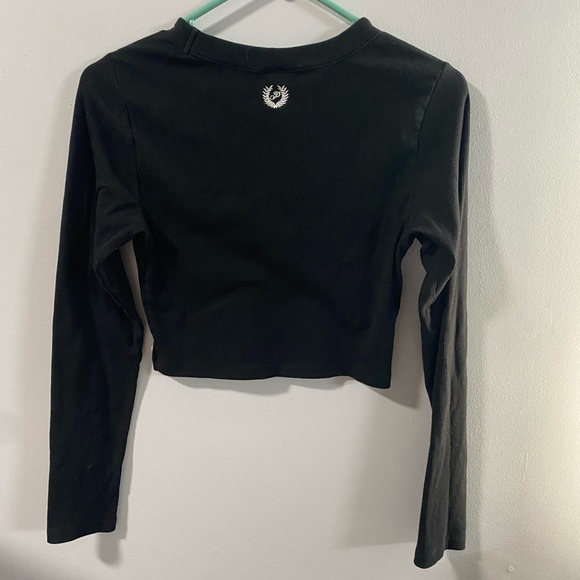 Victoria’s Secret PINK black ribbed long sleeve crop top SZ medium - Picture 5 of 5
